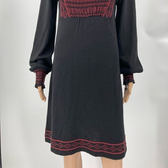 Zara Black Knit Fuchsia Embroidery Dress Size L Made in Morocco RN USA#77302 - Picture 7 of 10